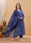 Blue Colour Rayon Printed Kurti With Pant Dupatta Wholesale Online Aaradhna 2037